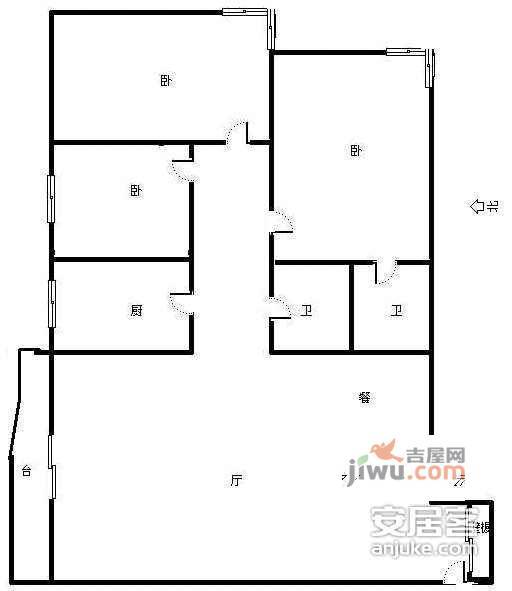 万科城市花园3室2厅2卫162㎡户型图