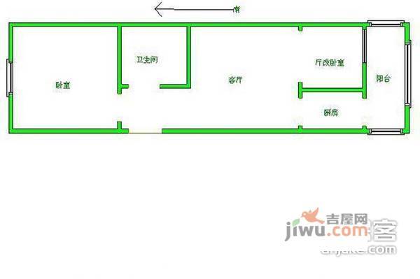 竞园里2室1厅1卫户型图