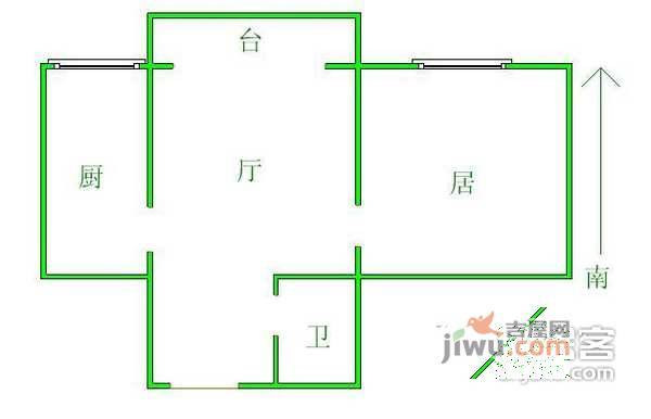 津门里1室1厅1卫42㎡户型图