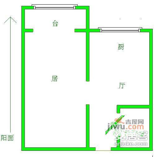 南江西里1室1厅1卫69㎡户型图