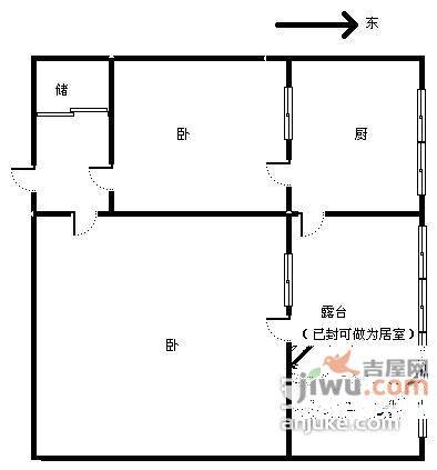 河北路小区2室1厅1卫户型图