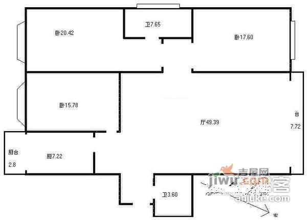 芳景明居3室2厅2卫190㎡户型图