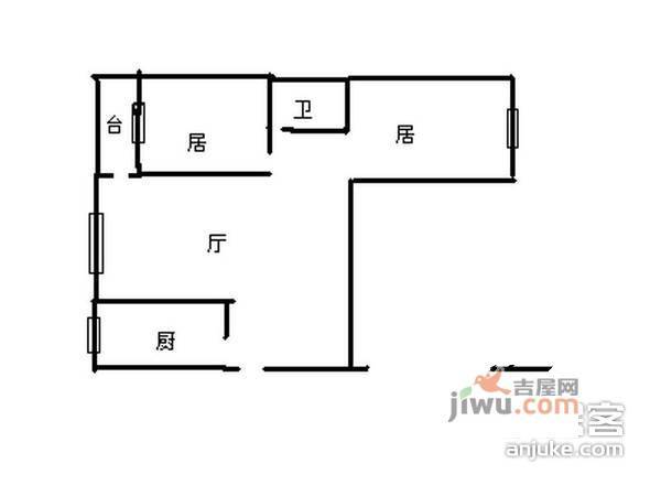 詹滨西里社区2室1厅1卫93㎡户型图