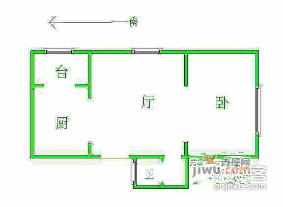 恂园里1室1厅1卫52㎡户型图