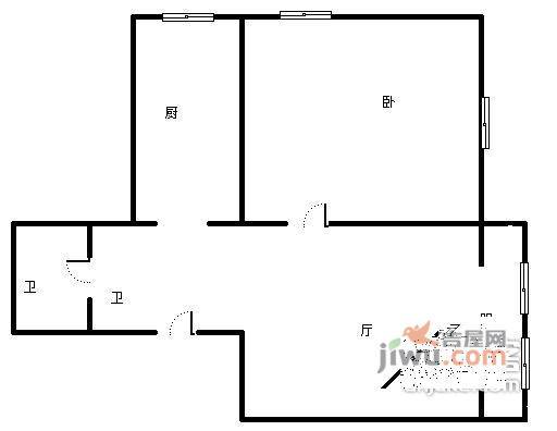 大园新居1室1厅1卫55㎡户型图