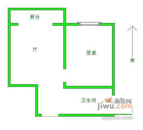 荣兴温泉公寓1室1厅1卫58㎡户型图