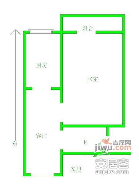 华育里1室1厅1卫60㎡户型图