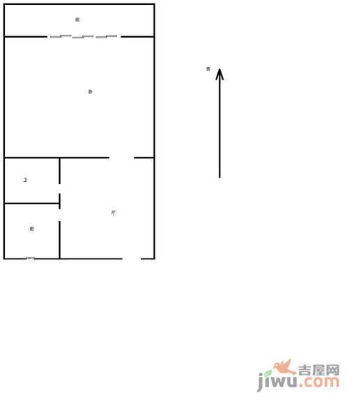 远翠东里1室1厅1卫55㎡户型图