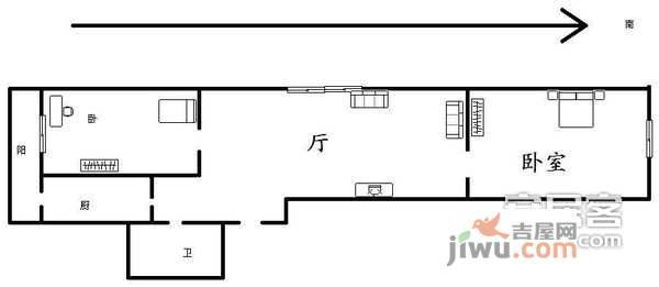 华康西里2室1厅1卫67㎡户型图