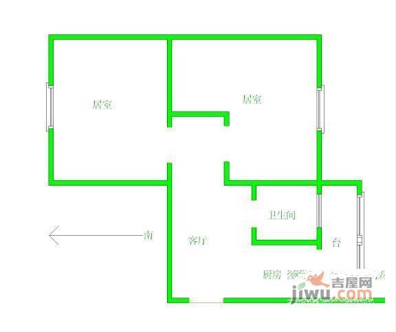 翠山楼2室1厅1卫户型图