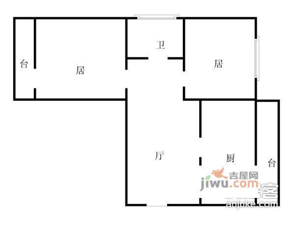 大生里2室1厅1卫62㎡户型图