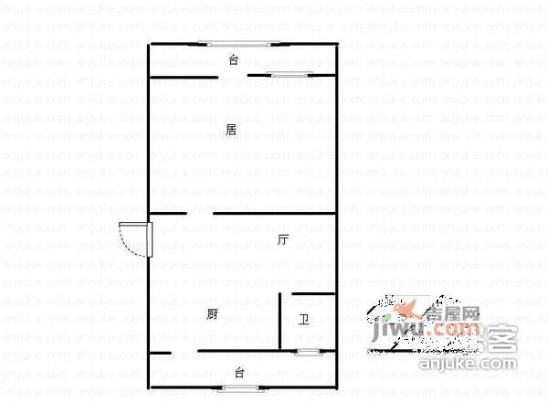 大生里1室1厅1卫36㎡户型图