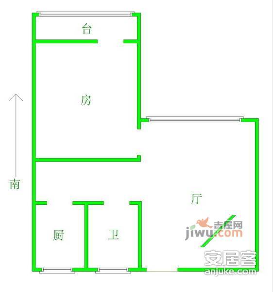 红星公寓1室1厅1卫64㎡户型图