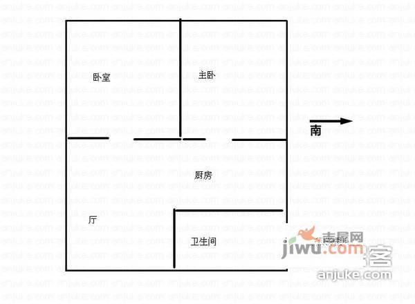 盈江西里小区2室1厅1卫69㎡户型图