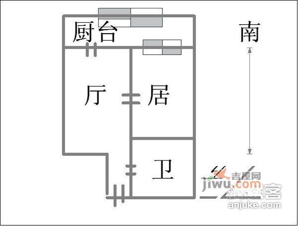 阳明里1室1厅1卫56㎡户型图