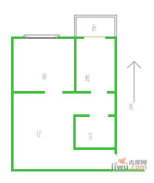 艺苑里1室1厅1卫50㎡户型图