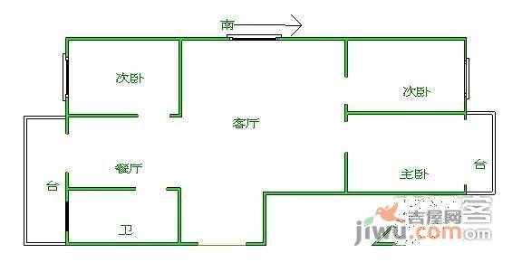 荣泰公寓小区3室1厅1卫101㎡户型图