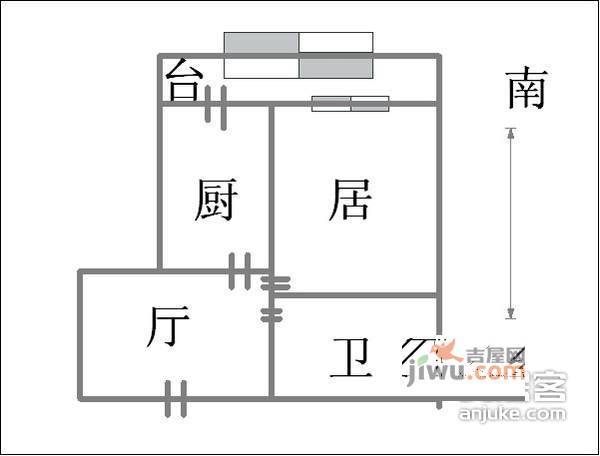 浩海小区1室1厅1卫63㎡户型图