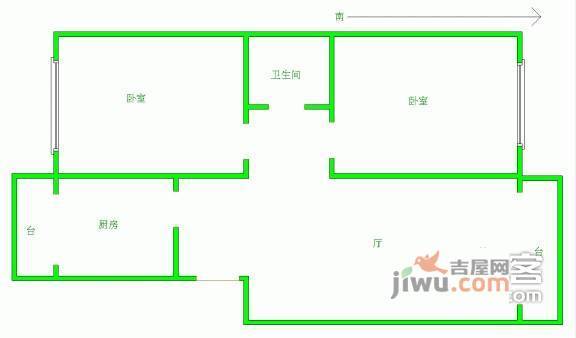 浩海小区2室1厅1卫93㎡户型图