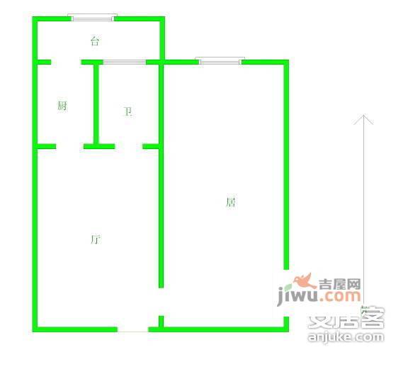 惠康家园1室1厅1卫52㎡户型图