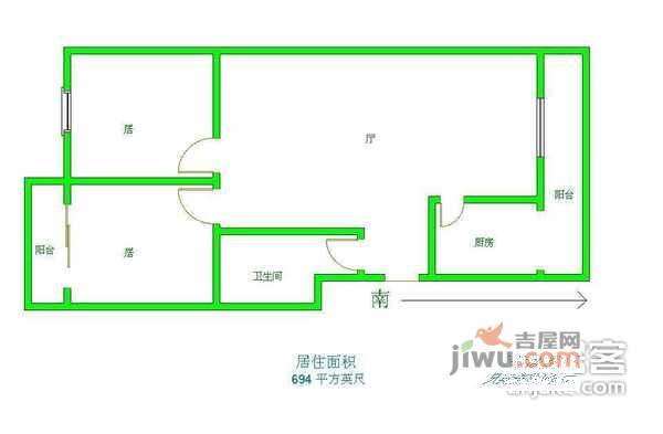 惠康家园2室1厅1卫80㎡户型图