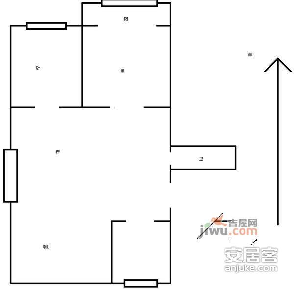 临池里2室2厅1卫户型图