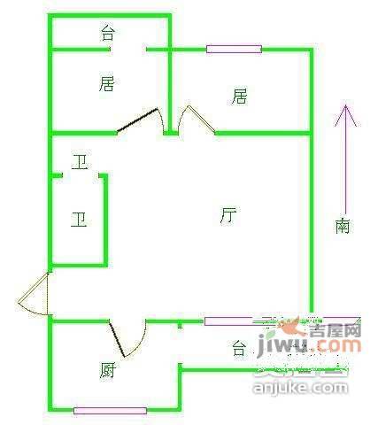 万科都市花园2室1厅1卫107㎡户型图