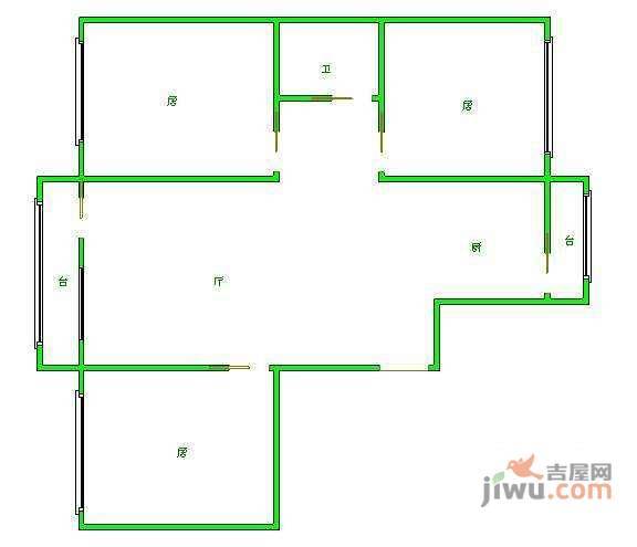 北斗花园3室1厅1卫135㎡户型图