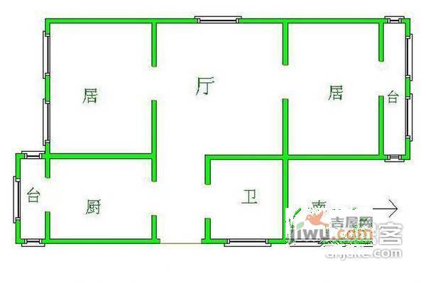 千禧园2室1厅1卫95㎡户型图