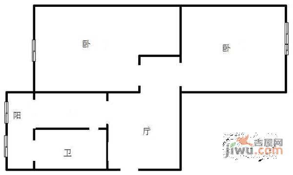 连富里2室1厅1卫63㎡户型图