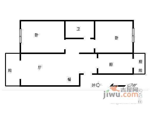 紫来花园2室2厅1卫116㎡户型图