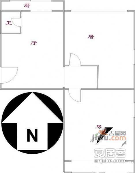 紫来花园2室1厅1卫户型图