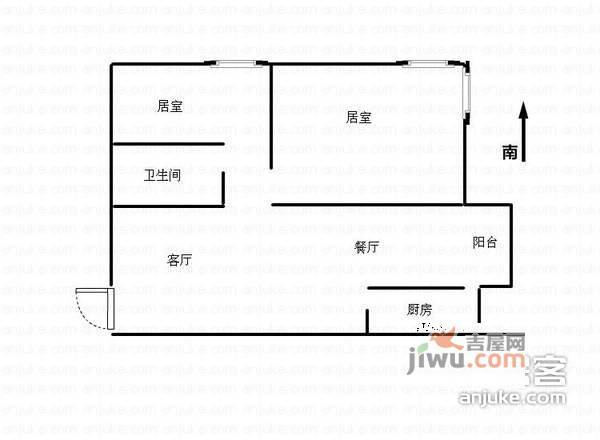 紫来花园2室2厅1卫116㎡户型图