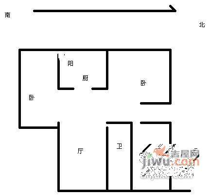 金伦公寓2室1厅1卫户型图