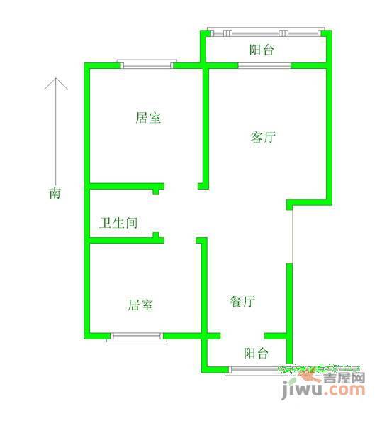 海逸长洲瀚景园2室1厅1卫103㎡户型图