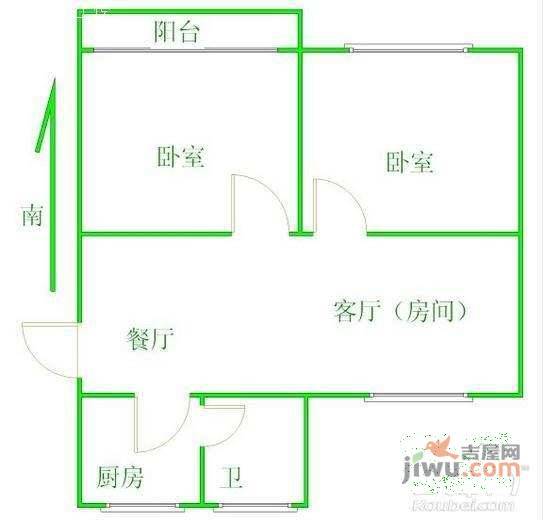 金禧园2室2厅1卫90㎡户型图