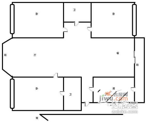 水乡花园三期3室2厅2卫192㎡户型图