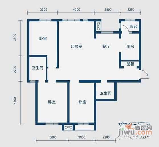 天保花语轩3室2厅2卫180㎡户型图