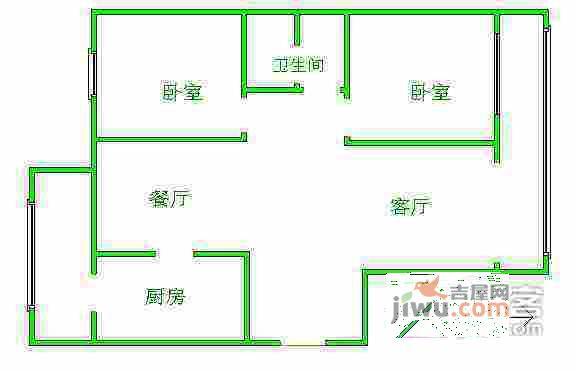 天保花语轩2室2厅1卫107㎡户型图