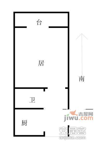 景阳里1室1厅1卫50㎡户型图