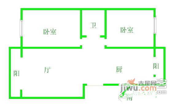 金厦新都芳溪园2室1厅1卫95㎡户型图