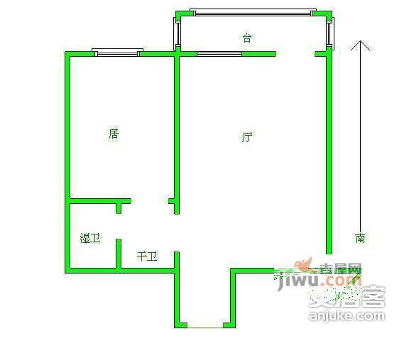 金厦新都芳溪园1室1厅1卫61㎡户型图