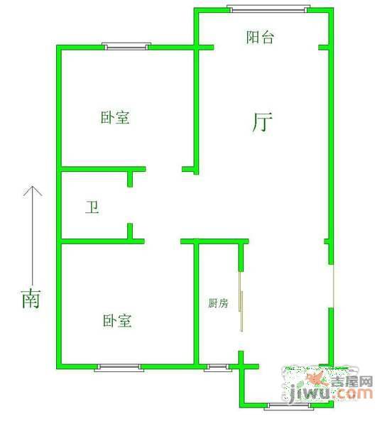 金厦新都芳溪园2室1厅1卫95㎡户型图