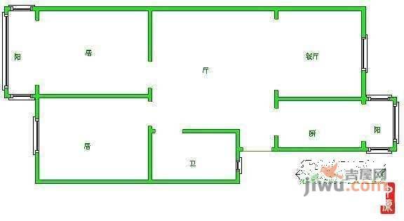 千禧园2室2厅1卫97㎡户型图