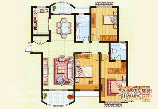 风荷新园3室2厅2卫158㎡户型图