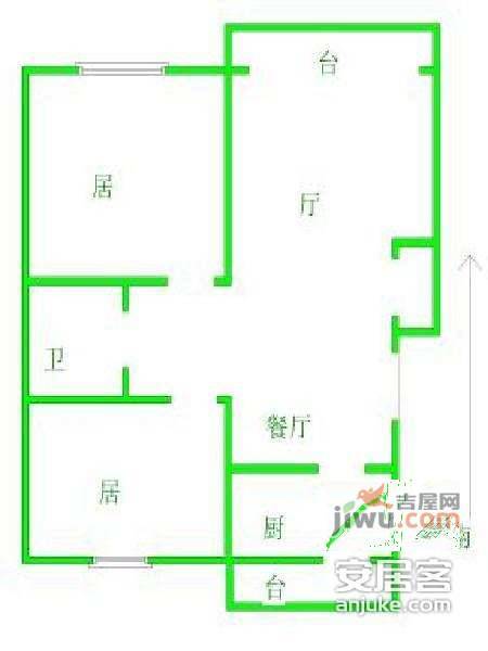 汇颐花园2室1厅1卫118㎡户型图