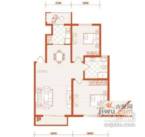 汇颐花园2室1厅1卫118㎡户型图