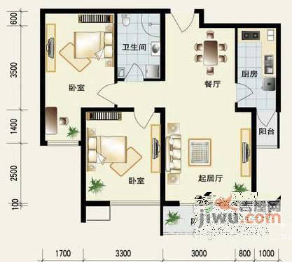 荣庆园2室2厅1卫户型图