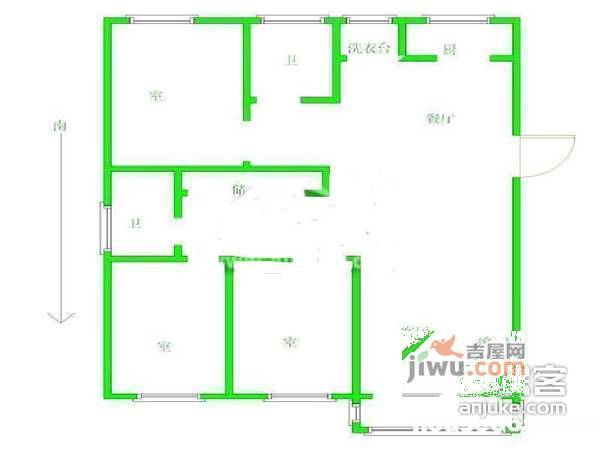 荣庆园3室2厅2卫136㎡户型图