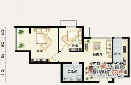 荣庆园2室1厅1卫户型图